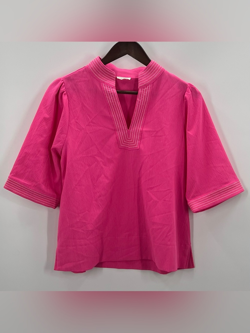 334 JODIFL Hot Pink Split V-Neck Tunic Small